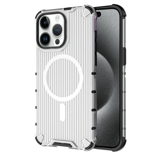 For iPhone 15 Pro Max Grating Airbag Shockproof MagSafe Frosted Phone Case(Transparent) - iPhone 15 Pro Max Cases by buy2fix | Online Shopping UK | buy2fix