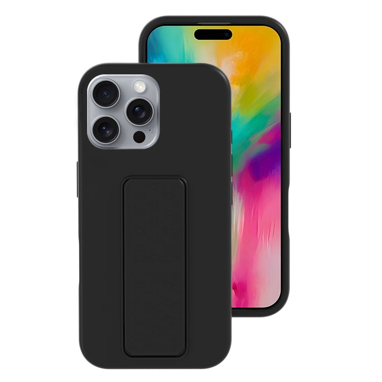 For iPhone 16 Pro Liquid Silicone Holder Phone Case(Black) - iPhone 16 Pro Cases by buy2fix | Online Shopping UK | buy2fix