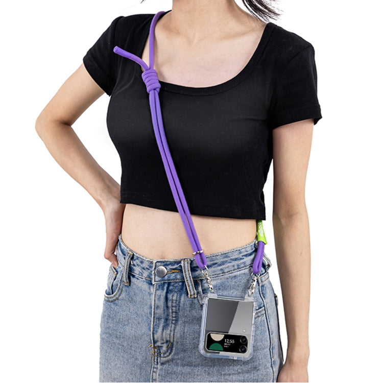 For Samsung Galaxy Z Flip3 GKK Airbag Hinge Full Coverage Phone Case with Crossbody Rope(Purple) - Galaxy Phone Cases by GKK | Online Shopping UK | buy2fix