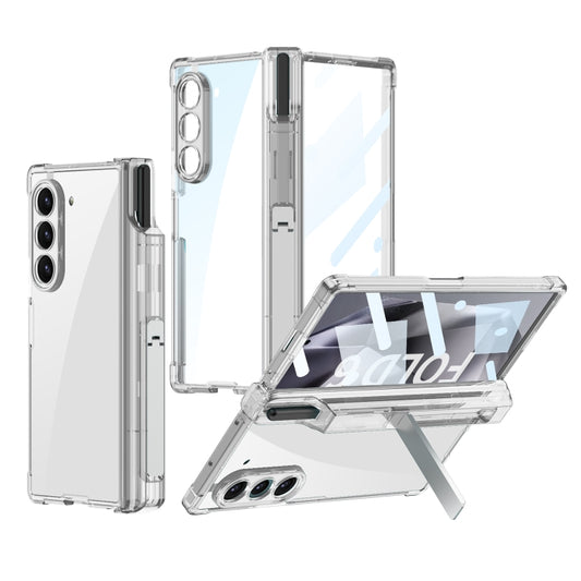 For Samsung Galaxy Z Fold6 GKK Integrated Airbag Hinge Full Coverage Phone Case with Holder / Pen Box, Not Included Pen(Transparent) - Galaxy Z Fold6 5G Cases by GKK | Online Shopping UK | buy2fix