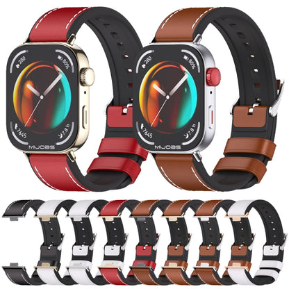 For Huawei Watch Fit3 MIJOBS TPU Leather Watch Band(Brown Black) - Watch Bands by MIJOBS | Online Shopping UK | buy2fix