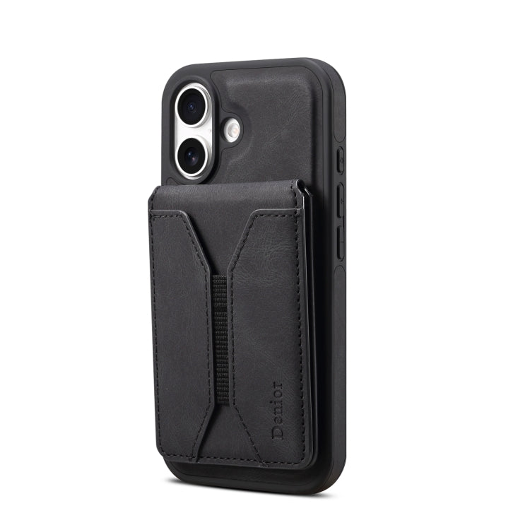 For iPhone 16 Plus Denior D17 Skin Feel MagSafe Detachable Card Slot Phone Case(Black) - iPhone 16 Plus Cases by Denior | Online Shopping UK | buy2fix