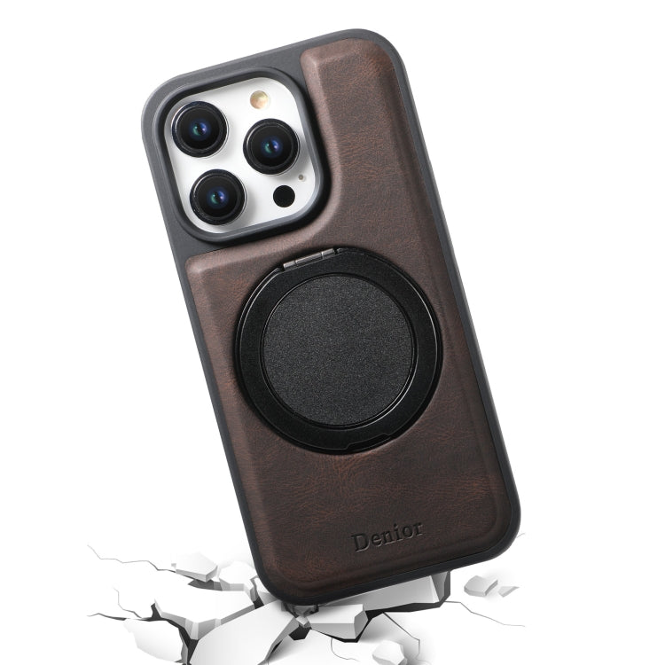 For iPhone 15 Pro Max Denior A14 Skin Feel Rotating Holder MagSafe Phone Case(Brown) - iPhone 15 Pro Max Cases by Denior | Online Shopping UK | buy2fix