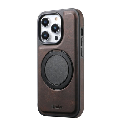 For iPhone 16 Pro Denior A14 Skin Feel Rotating Holder MagSafe Phone Case(Brown) - iPhone 16 Pro Cases by Denior | Online Shopping UK | buy2fix