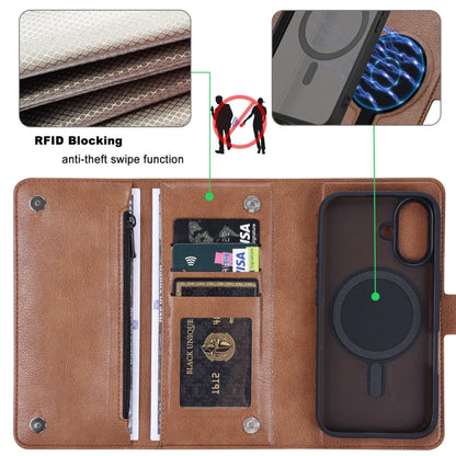 For iPhone 16 Plus ViLi GVB Series MagSafe Magnetic RFID Leather Phone Case(Brown) - iPhone 16 Plus Cases by ViLi | Online Shopping UK | buy2fix