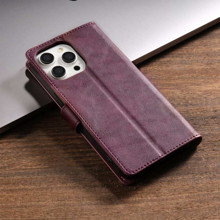 For iPhone 16 Pro Max N.BEKUS CSJ-P1 Solid Color Leather Phone Case(Wine Red) - iPhone 16 Pro Max Cases by N.BEKUS | Online Shopping UK | buy2fix