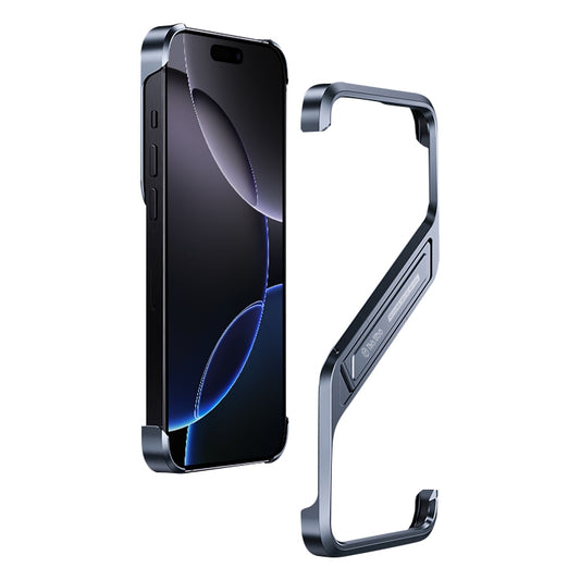 For iPhone 16 Pro S-shaped Stand Frameless Metal Phone Case(Grey) - iPhone 16 Pro Cases by buy2fix | Online Shopping UK | buy2fix