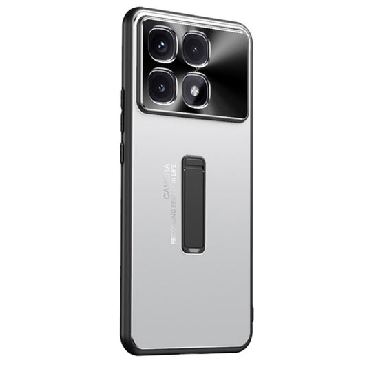 For Redmi K70 Ultra Frosted Metal Hybrid TPU Holder Phone Case(Silver) - Xiaomi Cases by buy2fix | Online Shopping UK | buy2fix