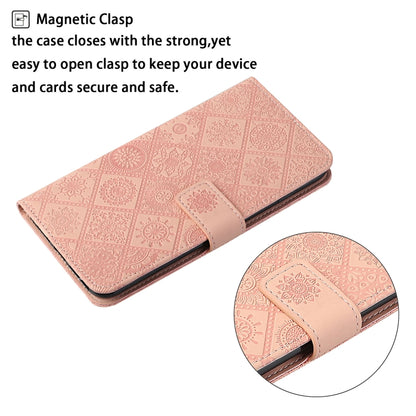 For Samsung Galaxy S25 Ultra 5G Ethnic Style Embossed Pattern Leather Phone Case(Pink) - Galaxy S25 Ultra 5G Cases by buy2fix | Online Shopping UK | buy2fix