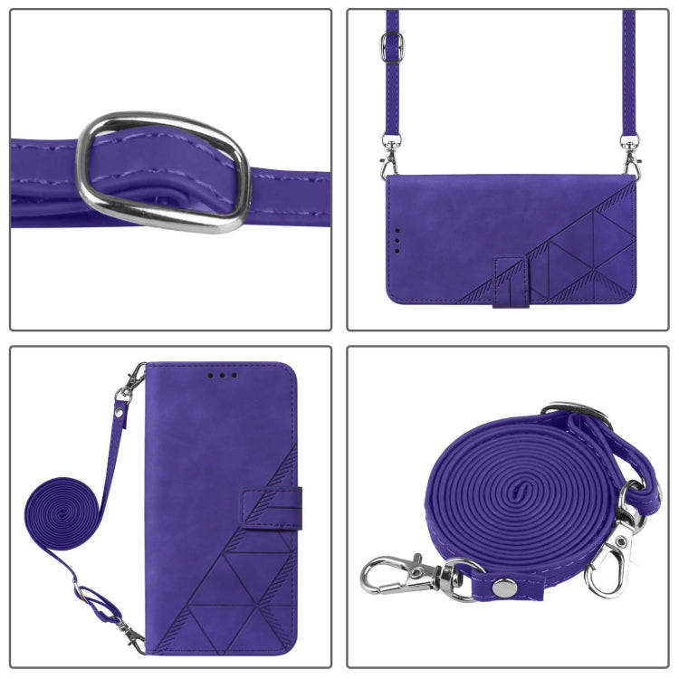 For OnePlus 12 5G Global Crossbody 3D Embossed Flip Leather Phone Case(Purple) - OnePlus Cases by buy2fix | Online Shopping UK | buy2fix