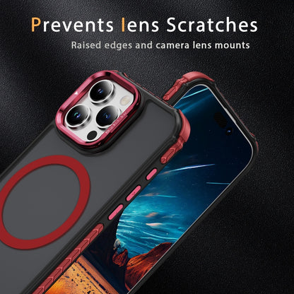 For iPhone 16 Pro Max Rainbow Series Skin Feel MagSafe Lens Holder Phone Case(Red) - iPhone 16 Pro Max Cases by buy2fix | Online Shopping UK | buy2fix