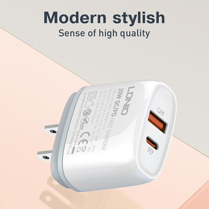 LDNIO Q229 QC3.0 / PD20W USB + Type-C Fast Charger with 1m USB to 8 Pin Cable, Plug Type:US Plug(White) - USB Charger by LDNIO | Online Shopping UK | buy2fix