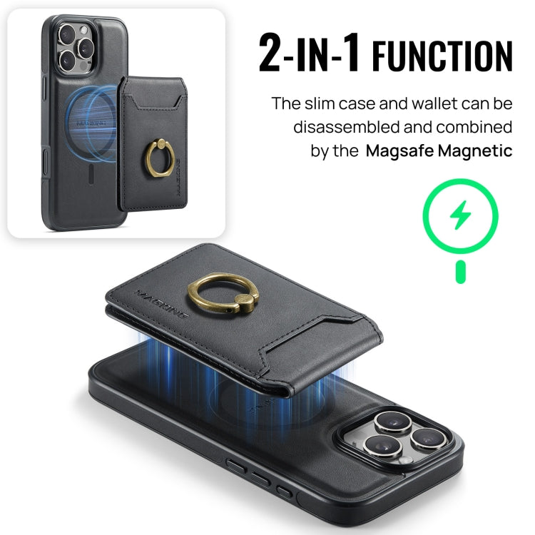 For iPhone 16 Pro DG.MING K1 MagSafe Detachable Wallet RFID Back Cover Phone Case(Black) - iPhone 16 Pro Cases by DG.MING | Online Shopping UK | buy2fix