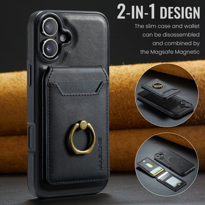 For iPhone 16 Plus DG.MING K1 MagSafe Detachable Wallet RFID Back Cover Phone Case(Black) - iPhone 16 Plus Cases by DG.MING | Online Shopping UK | buy2fix