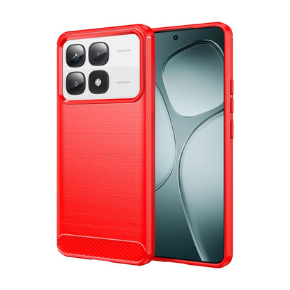 For Redmi K70 Ultra Brushed Texture Carbon Fiber TPU Phone Case(Red) - Xiaomi Cases by buy2fix | Online Shopping UK | buy2fix