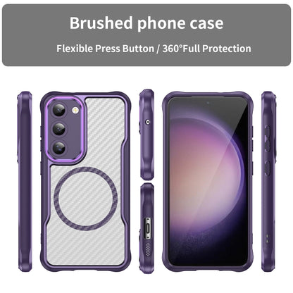 For Samsung Galaxy S23 5G Carbon Fiber Texture MagSafe Translucent Phone Case(Purple) - Galaxy S23 5G Cases by buy2fix | Online Shopping UK | buy2fix