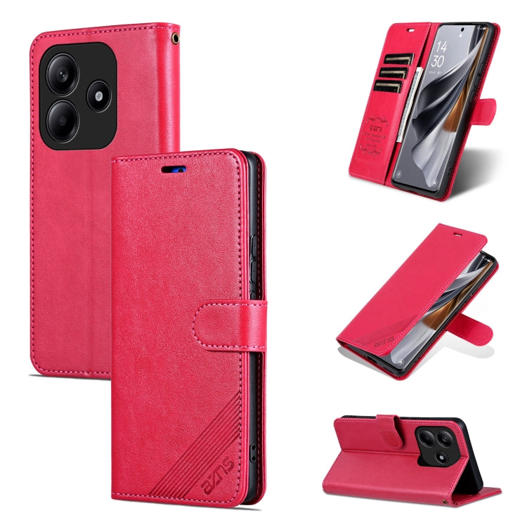 For Redmi Note 14 5G AZNS Sheepskin Texture Flip Leather Phone Case(Red) - Note 14 Cases by AZNS | Online Shopping UK | buy2fix