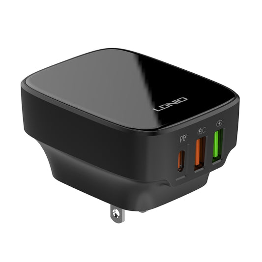 LDNIO Q334 32W Type-C + Dual USB Port Charger with 1m 8 Pin Data Cable, Plug Type:US Plug(Black) - USB Charger by LDNIO | Online Shopping UK | buy2fix