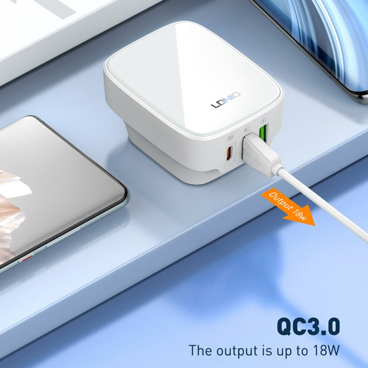 LDNIO Q334 32W Type-C + Dual USB Port Charger with 1m 8 Pin Data Cable, Plug Type:US Plug(Black) - USB Charger by LDNIO | Online Shopping UK | buy2fix