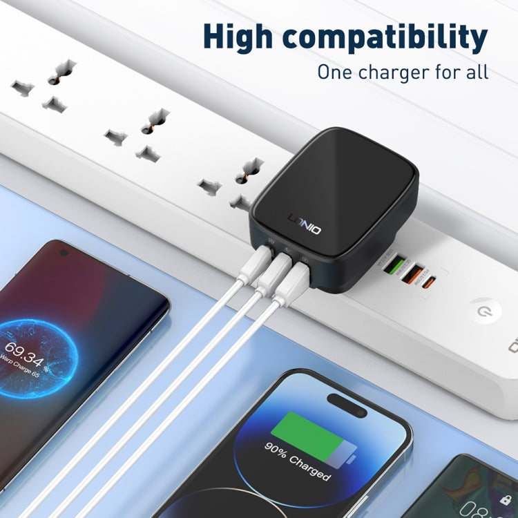 LDNIO Q334 32W Type-C + Dual USB Port Charger with 1m USB-C / Type-C to USB-C / Type-C Data Cable, Plug Type:UK Plug(Black) - USB Charger by LDNIO | Online Shopping UK | buy2fix