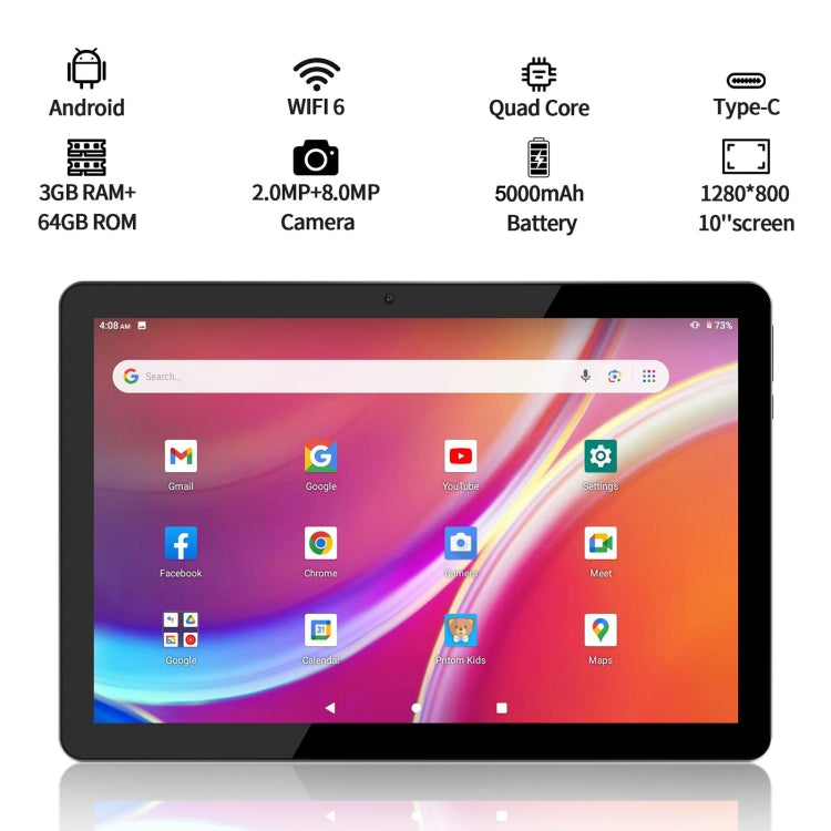 VASOUN M30A WiFi Tablet PC, 3GB+64GB, 10.1 inch, Android 13 RK3562 Quad Core CPU, Global Version with Google Play(Blue) - Other by VASOUN | Online Shopping UK | buy2fix