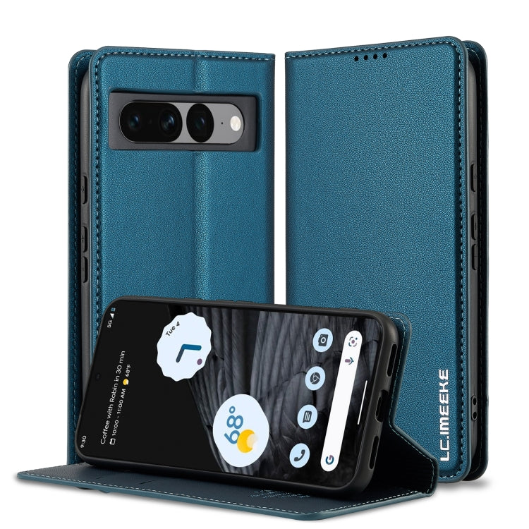 For Google Pixel 7 Pro 5G LC.IMEEKE L1 Series Frosted Fine Texture PU Phone Case(Blue) - Google Cases by LC.IMEEKE | Online Shopping UK | buy2fix