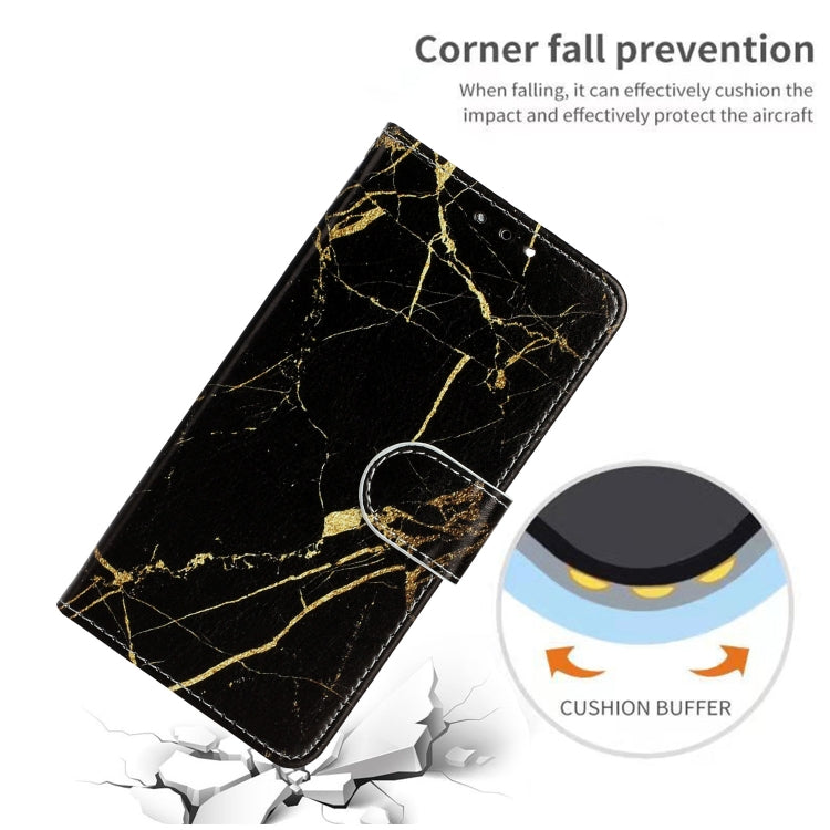 For iPhone 16 Pro Max Colored Drawing Marble Pattern Leather Phone Case(Black Gold Marble) - iPhone 16 Pro Max Cases by buy2fix | Online Shopping UK | buy2fix