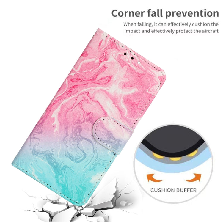 For iPhone 16 Plus Colored Drawing Marble Pattern Leather Phone Case(Pink Green Marble) - iPhone 16 Plus Cases by buy2fix | Online Shopping UK | buy2fix