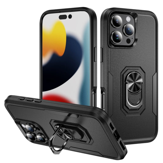 For iPhone 16 Pro Max Pioneer Armor Heavy Duty PC + TPU Phone Case with Holder(Black) - iPhone 16 Pro Max Cases by buy2fix | Online Shopping UK | buy2fix