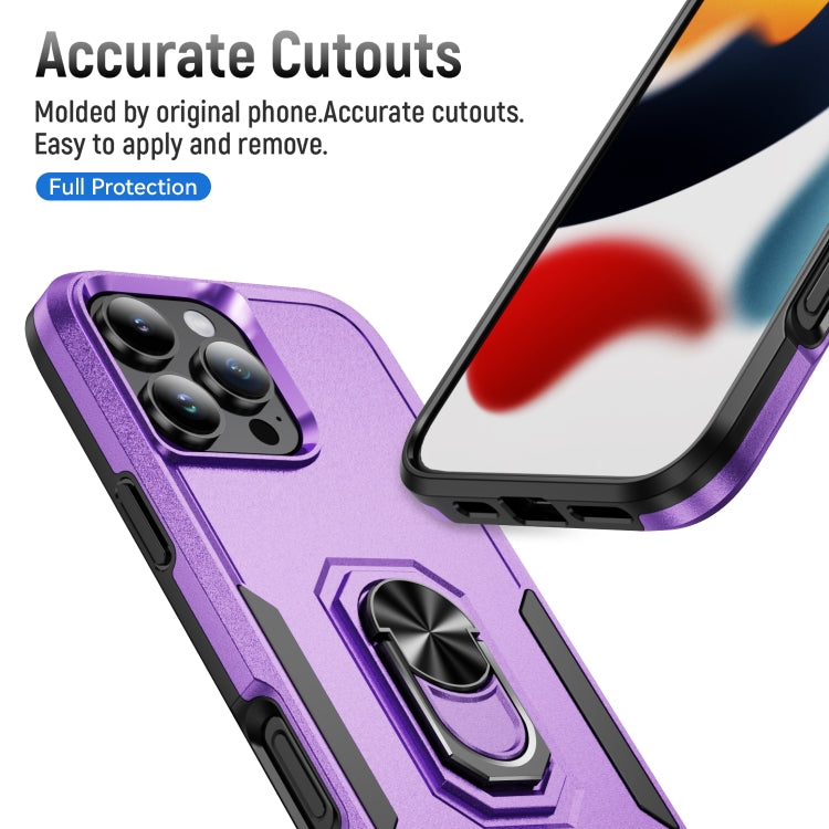 For iPhone 16 Pro Max Pioneer Armor Heavy Duty PC + TPU Phone Case with Holder(Purple+Black) - iPhone 16 Pro Max Cases by buy2fix | Online Shopping UK | buy2fix