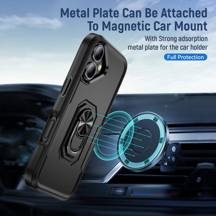 For iPhone 16 Plus Pioneer Armor Heavy Duty PC + TPU Phone Case with Holder(Black) - iPhone 16 Plus Cases by buy2fix | Online Shopping UK | buy2fix