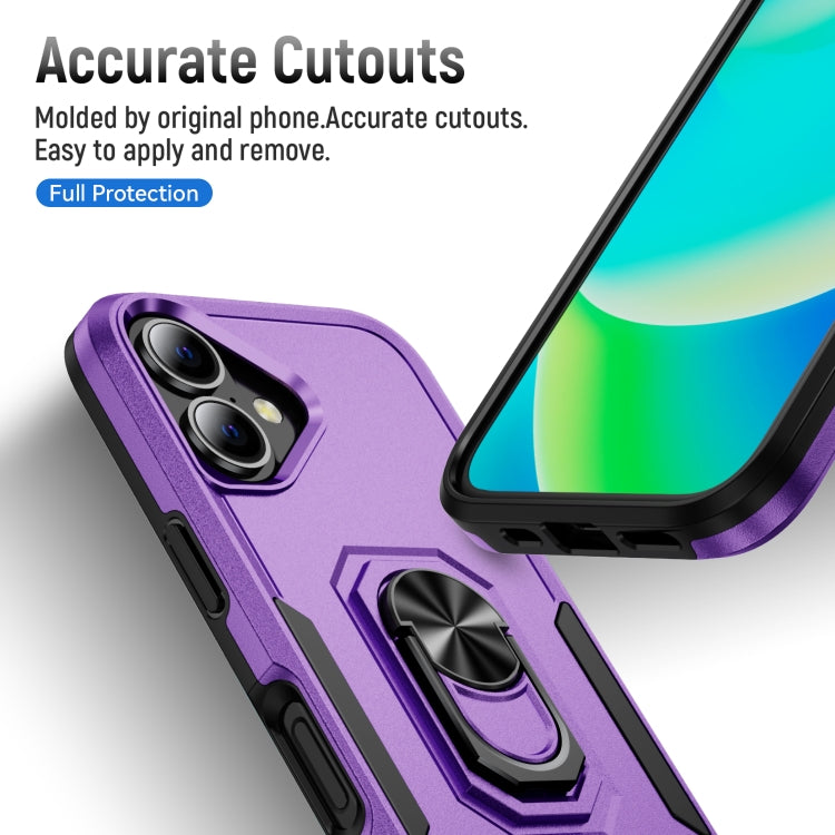 For iPhone 16 Plus Pioneer Armor Heavy Duty PC + TPU Phone Case with Holder(Purple+Black) - iPhone 16 Plus Cases by buy2fix | Online Shopping UK | buy2fix