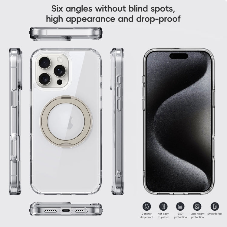 For iPhone 16 Pro Crystal Clear MagSafe Magnetic Holder Phone Case(Transparent Titanium Blue) - iPhone 16 Pro Cases by buy2fix | Online Shopping UK | buy2fix