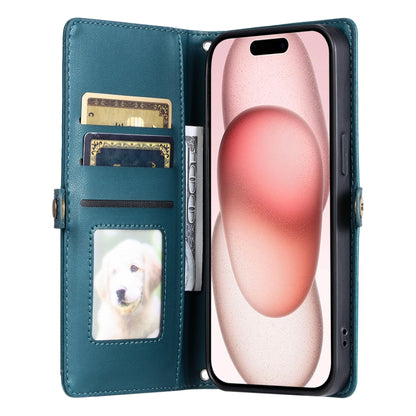 For iPhone 16 Plus Wallet Multi-card Slot Leather Phone Case with Lanyard(Green) - iPhone 16 Plus Cases by buy2fix | Online Shopping UK | buy2fix