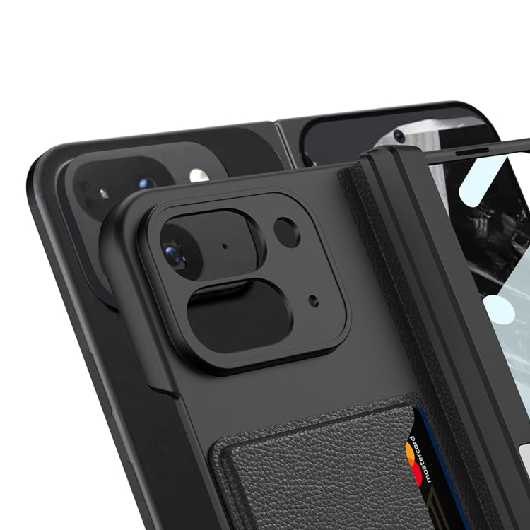 For Google Pixel 9 Pro Fold GKK Integrated Fold Hinge Card Slot Phone Case with Holder(Carbon Fiber) - Google Cases by GKK | Online Shopping UK | buy2fix