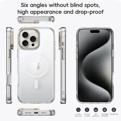 For iPhone 16 Plus Frosted Crystal Clear Lens Holder MagSafe Magnetic Phone Case(Transparent Titanium Blue) - iPhone 16 Plus Cases by buy2fix | Online Shopping UK | buy2fix