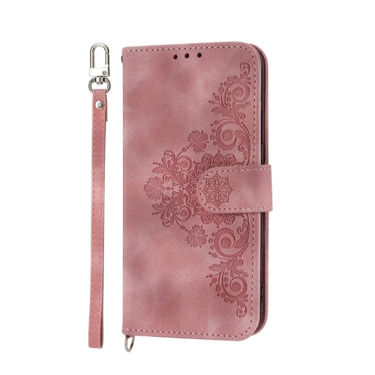 For Redmi K70 Ultra Skin Feel Flowers Embossed Wallet Leather Phone Case(Pink) - Xiaomi Cases by buy2fix | Online Shopping UK | buy2fix