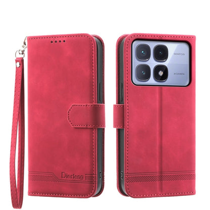 For Redmi K70 Ultra Dierfeng Dream Line TPU + PU Leather Phone Case(Red) - Xiaomi Cases by buy2fix | Online Shopping UK | buy2fix