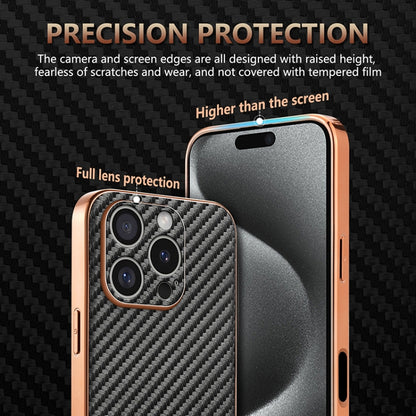 For iPhone 16 Pro AZNS Electroplated Edge Carbon Fiber Texture Phone Case(Black) - iPhone 16 Pro Cases by AZNS | Online Shopping UK | buy2fix