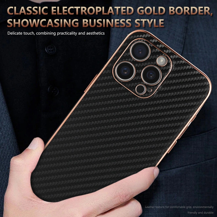 For iPhone 15 Pro Max AZNS Electroplated Edge Carbon Fiber Texture Phone Case(Black) - iPhone 15 Pro Max Cases by AZNS | Online Shopping UK | buy2fix