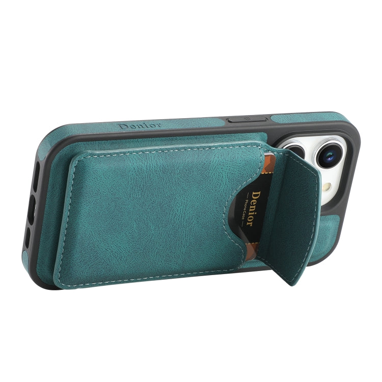 For iPhone 14 Pro Max Denior D19 Skin Feel MagSafe Detachable Card Slot Phone Case(Blue) - iPhone 14 Pro Max Cases by Denior | Online Shopping UK | buy2fix