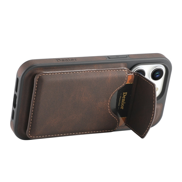 For iPhone 13 Pro Denior D19 Skin Feel MagSafe Detachable Card Slot Phone Case(Brown) - iPhone 13 Pro Cases by Denior | Online Shopping UK | buy2fix