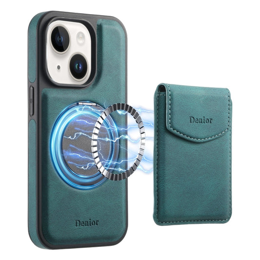 For iPhone 15 Denior D20 Skin Feel MagSafe Holder Detachable Card Slot Phone Case(Blue) - iPhone 15 Cases by Denior | Online Shopping UK | buy2fix