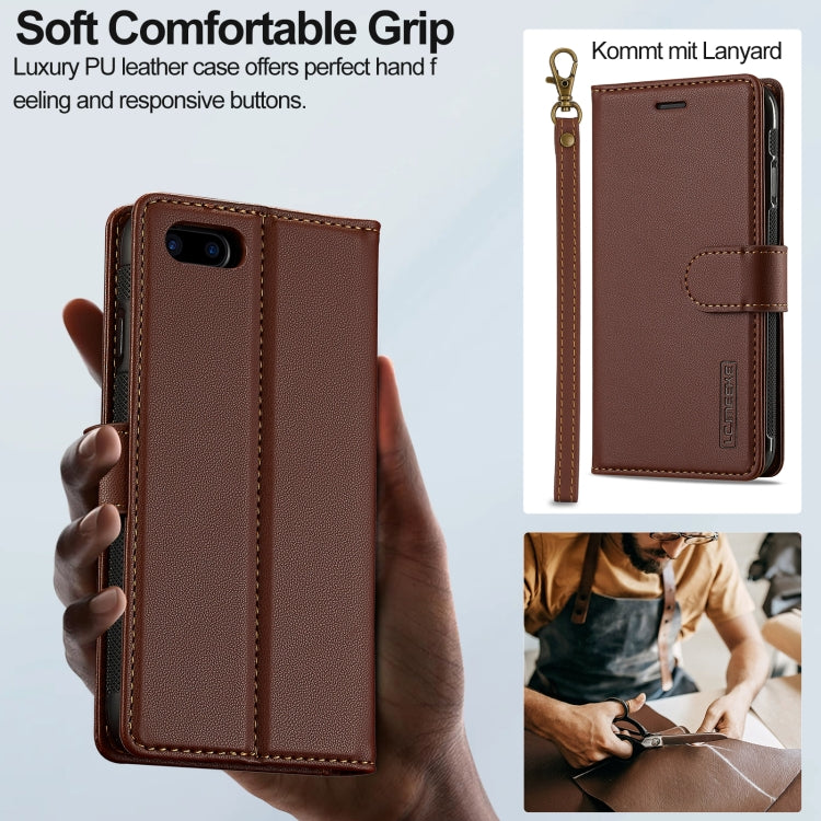 For iPhone 7 Plus / 8 Plus LC.IMEEKE L2 Series Detachable Magsafe PU Phone Case with Lanyard(Brown) - More iPhone Cases by LC.IMEEKE | Online Shopping UK | buy2fix