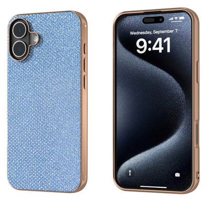 For iPhone 16 Plus Nano Plating Diamond Texture Phone Case(Blue) - iPhone 16 Plus Cases by buy2fix | Online Shopping UK | buy2fix