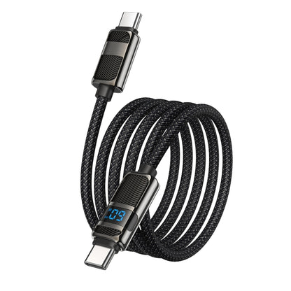 hoco U137 USB-C / Type-C to USB-C / Type-C Line 60W Charging Data Cable with Display, Length:1.2m(Black) - USB-C & Type-C Cable by hoco | Online Shopping UK | buy2fix