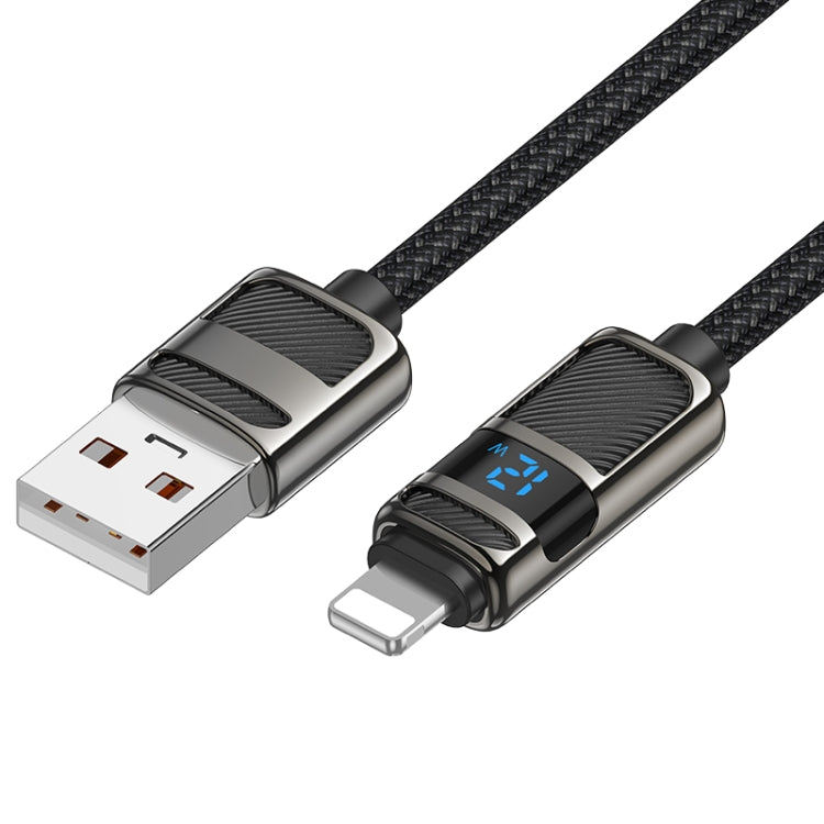 hoco U137 USB to 8 Pin Line 2.4A Charging Data Cable with Display, Length:1.2m(Black) - Normal Style Cable by hoco | Online Shopping UK | buy2fix