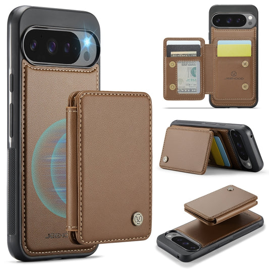 For Google Pixel 9 Pro XL JEEHOOD J05 Business Magnetic Style RFID Leather Phone Case(Brown) - Google Cases by JEEHOOD | Online Shopping UK | buy2fix