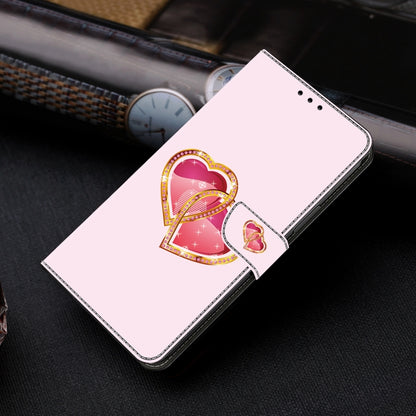 For iPhone 16 Crystal Painted Leather Phone case(Love Peach) - iPhone 16 Cases by buy2fix | Online Shopping UK | buy2fix