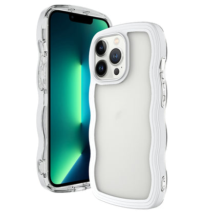 For iPhone 16 Pro Candy Color Wave TPU Clear PC Phone Case(White) - iPhone 16 Pro Cases by buy2fix | Online Shopping UK | buy2fix